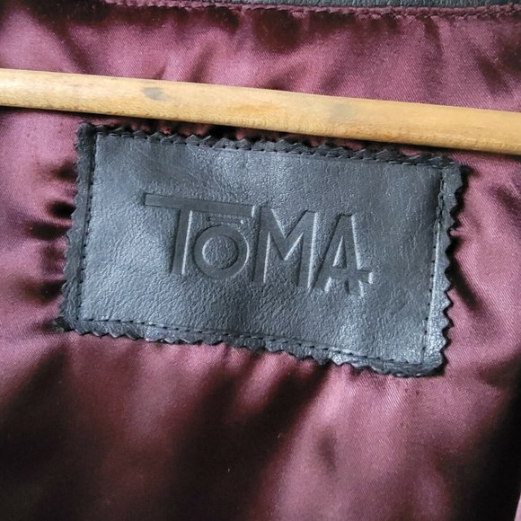 Vintage Toma Mens Leather Jacket Green Black Bomber Medium - Picture 4 of 11